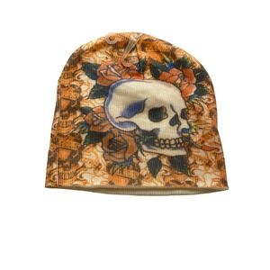 2 New Vintage Ed Hardy Hats Y2k Ed Hardy Rose Skull Panther Roses Hat Lot 🍊🔵